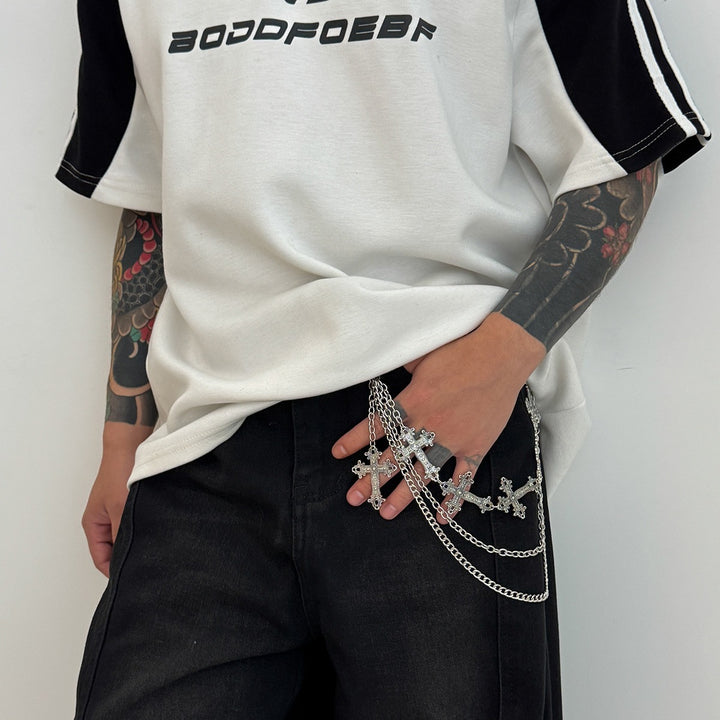 Fashionable chain belt with cross pendants Bowlift