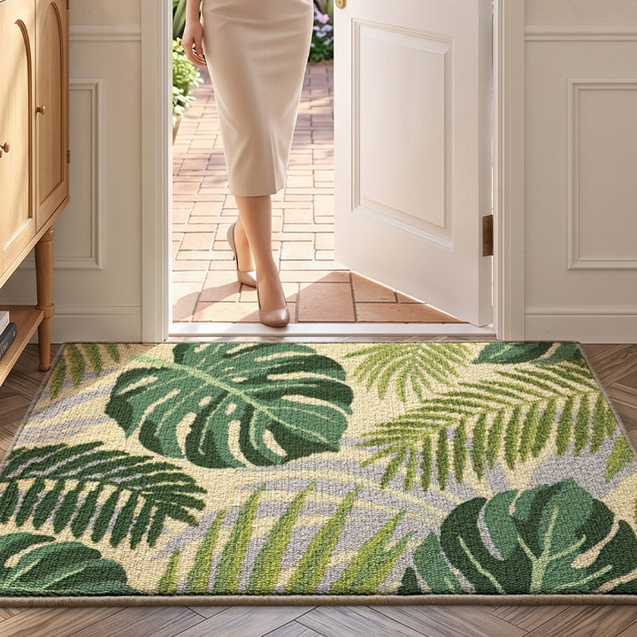 Tropical Leaf Design Welcome Mat Bowlift