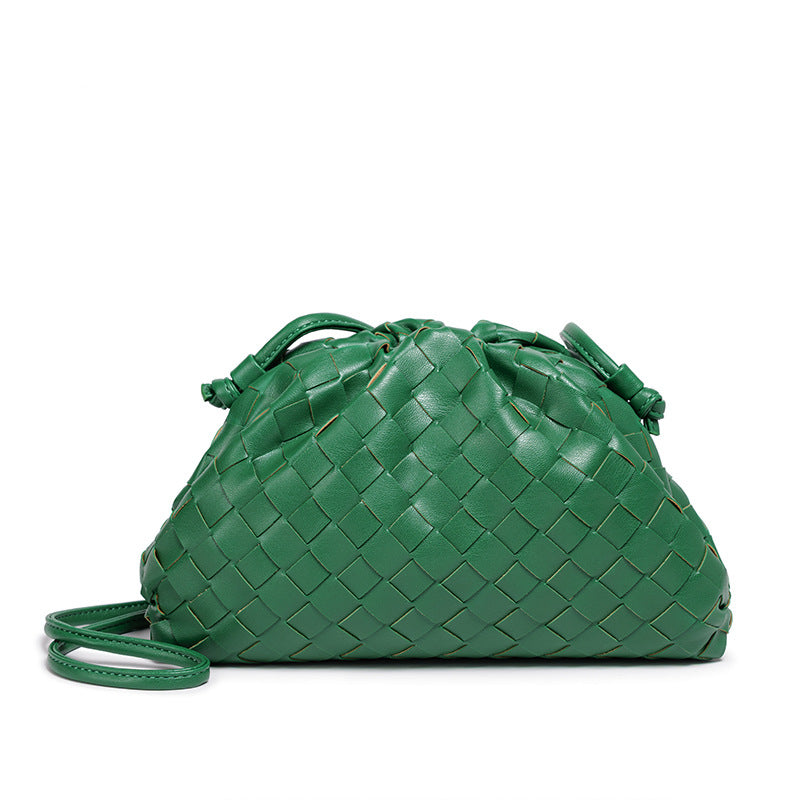 Elegant Woven Leather Bucket Bag Bowlift