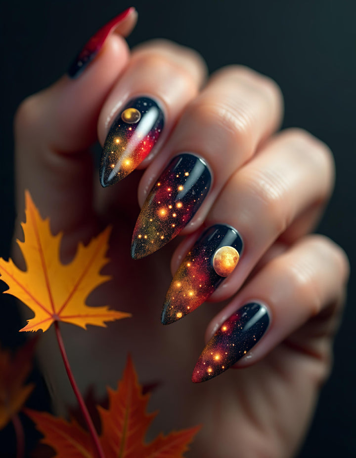 Galactic art nails with 3D planet motif Bowlift