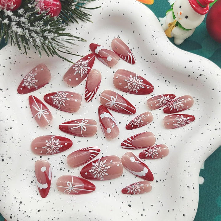 Festive Holiday-Themed Press-On Nail Set Bowlift
