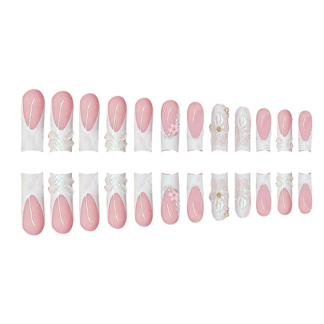 Decorative 3D Floral Press-On Nails Bowlift