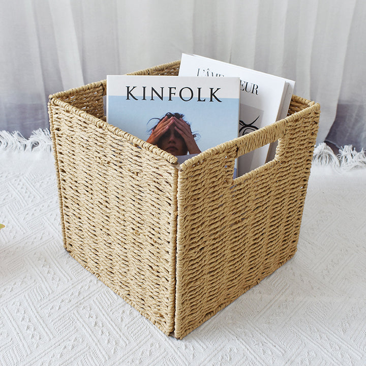 Rustic Woven Storage Bin Bowlift
