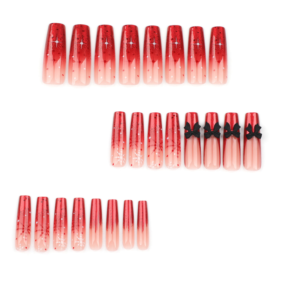Artificial acrylic nails with glitter and Christmas design Bowlift