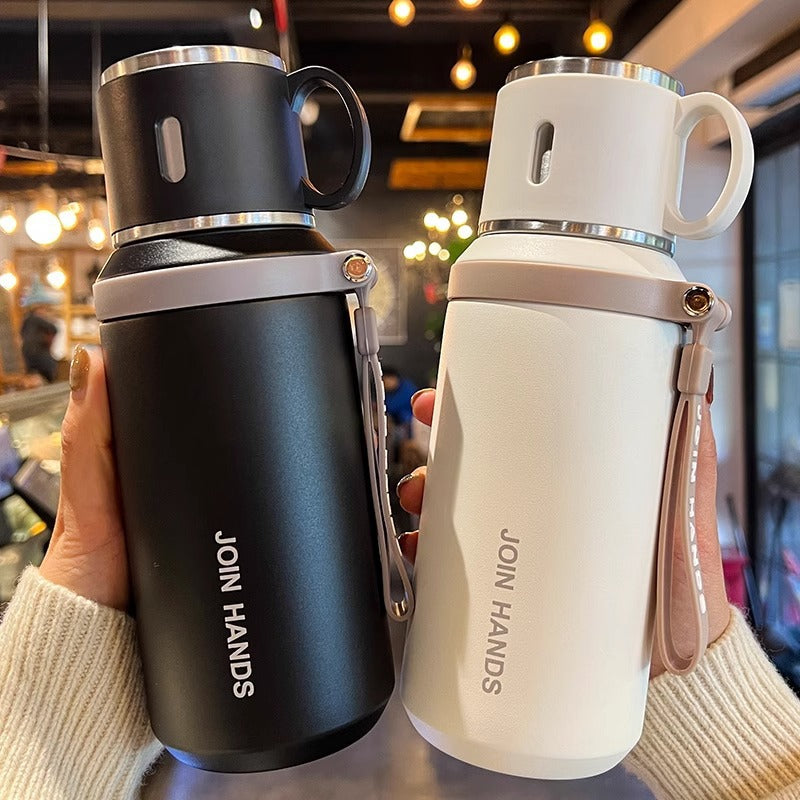 Women's Insulated Drinking Bottle with Ergonomic Grip and Leak-proof Lid System Bowlift