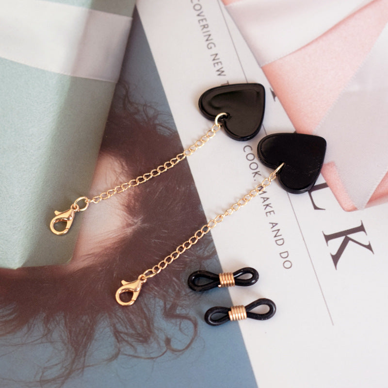 Heart-Shaped Dangle Earrings with Gold Chain Bowlift