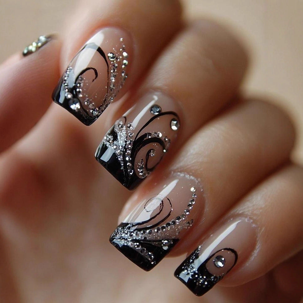 Artificial nails with floral 3D applications Bowlift