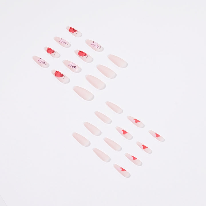 Artful Nail Extensions with Abstrahized Face Drawing Bowlift