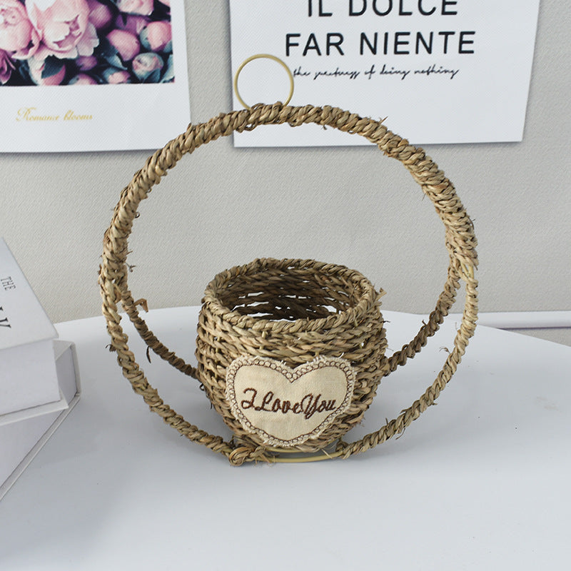 Handwoven Decorative Flower Basket Bowlift