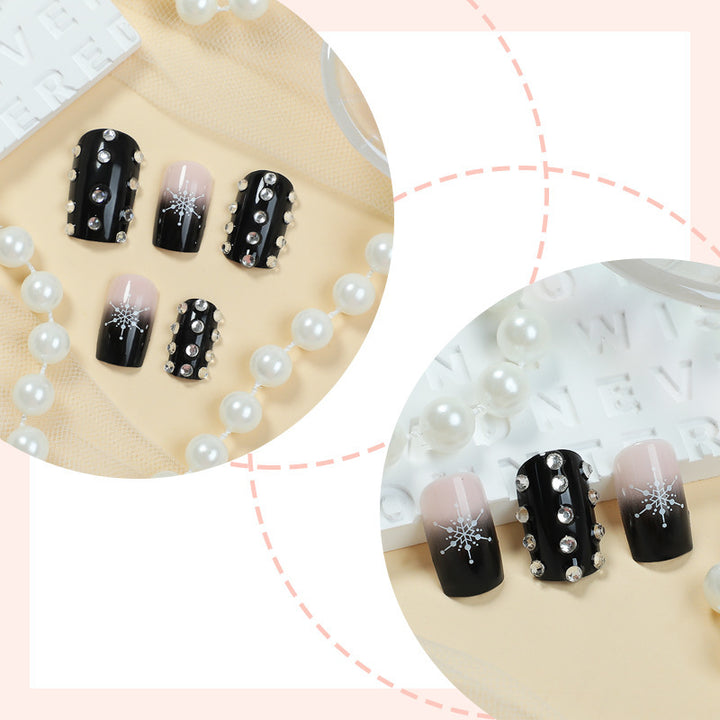 Acrylic Nail Set with Glamorous Rhinestone Accents Bowlift