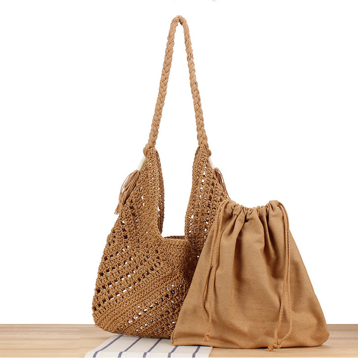Handbag Made of Braided Natural Material with Inner Pocket Bowlift