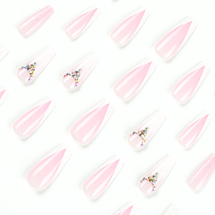 Artful Nail Extensions with Glitter and Rhinestone Accents Bowlift