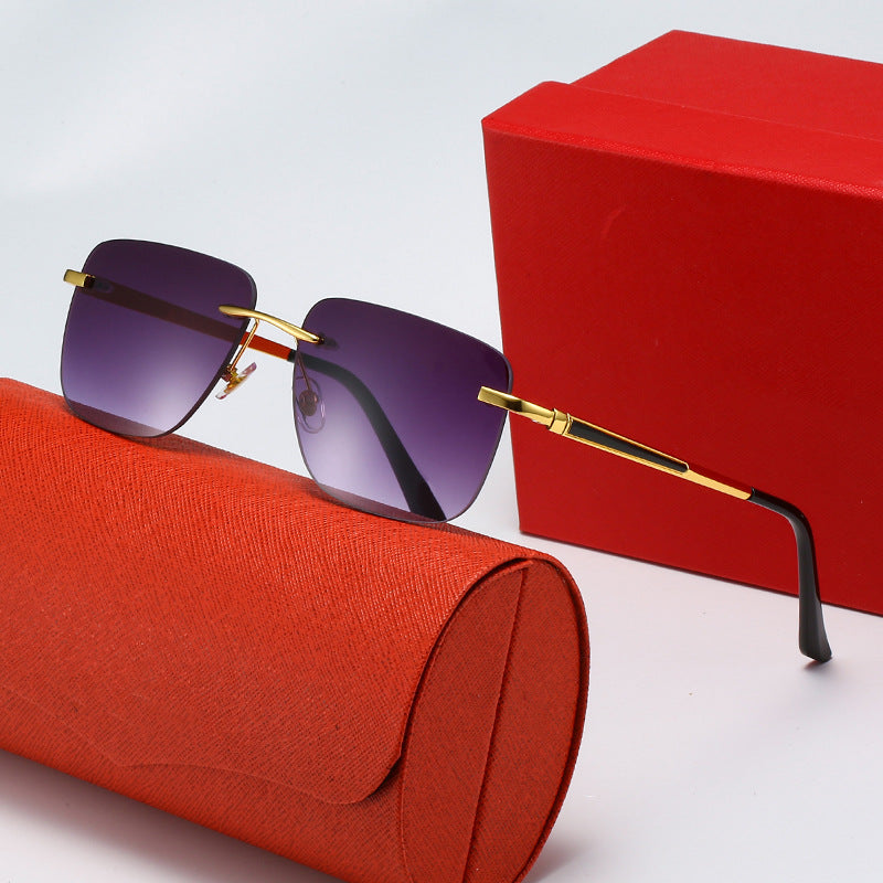 Women's fashionable rectangular semi-rimmed sunglasses with innovative design Bowlift