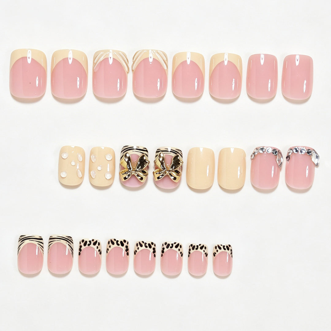 Artistic Press-On Nail Art Set with Decorative Accents Bowlift