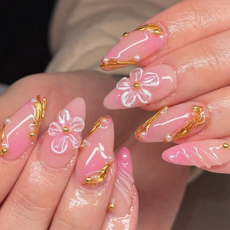 Decorative Press-On Nail Art with Floral Designs Bowlift