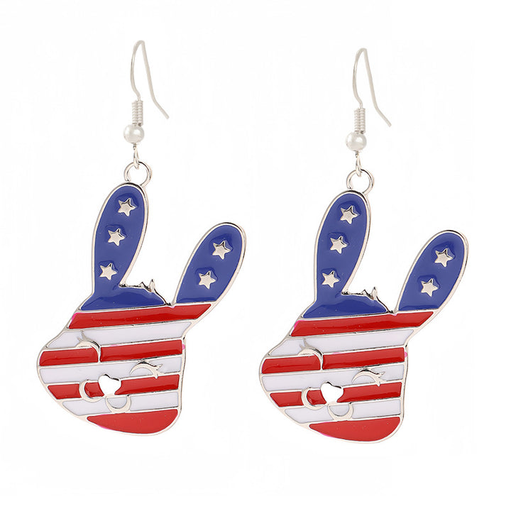 Women's nan patriotic horseshoe enamel dangle earrings with star-accented design and fishhook findings Bowlift