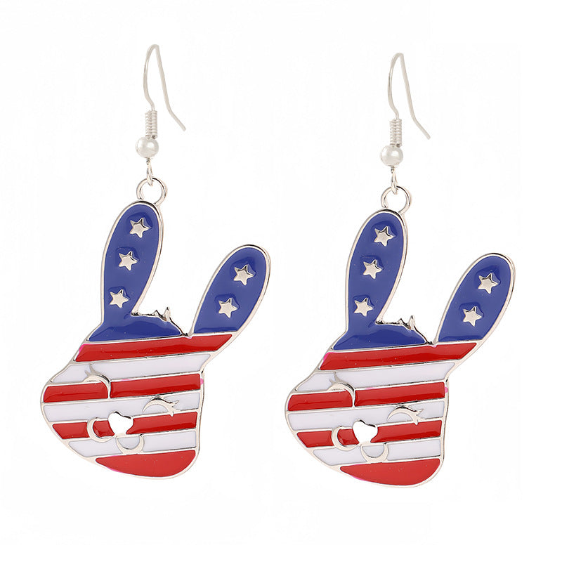 Ladies enamel earrings horseshoe with star stripe motif Bowlift