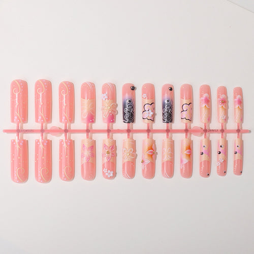 Floral Themed Press-On Nail Art Set Bowlift