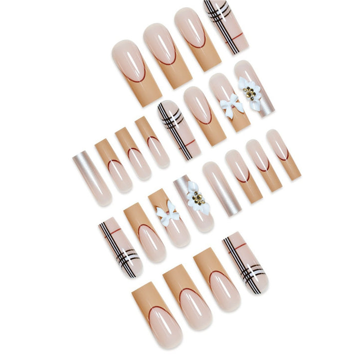 Artistic Designer Long Press-On Nails Bowlift