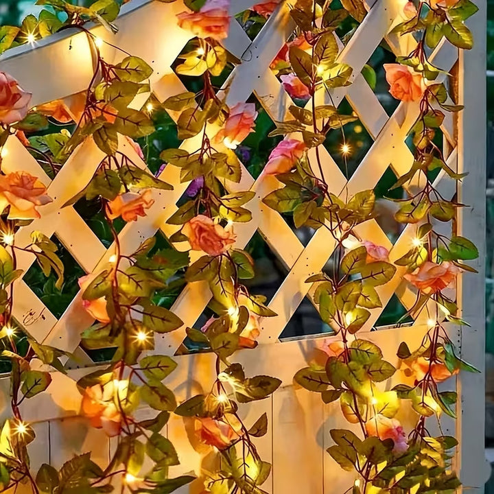 Romantic Rose Vine LED Garland With Micro Lights And Weatherproof Flexible Stem Bowlift