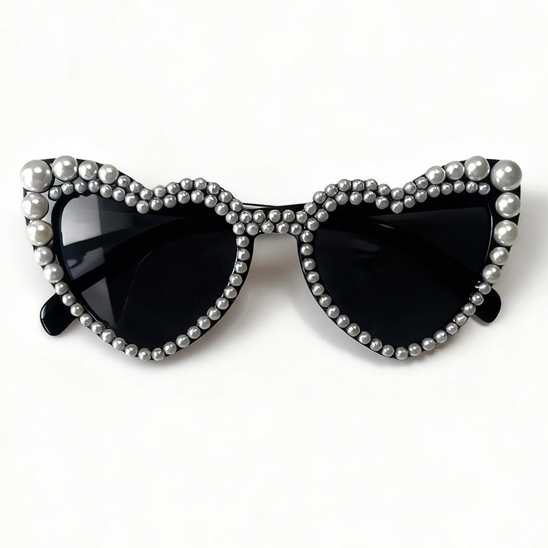 Heart-Shaped Pearl-Detail Sunglasses Bowlift