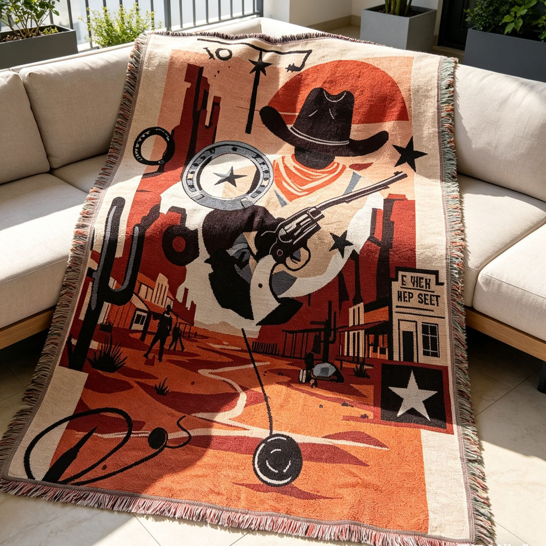 Western-Themed Decorative Throw Blanket