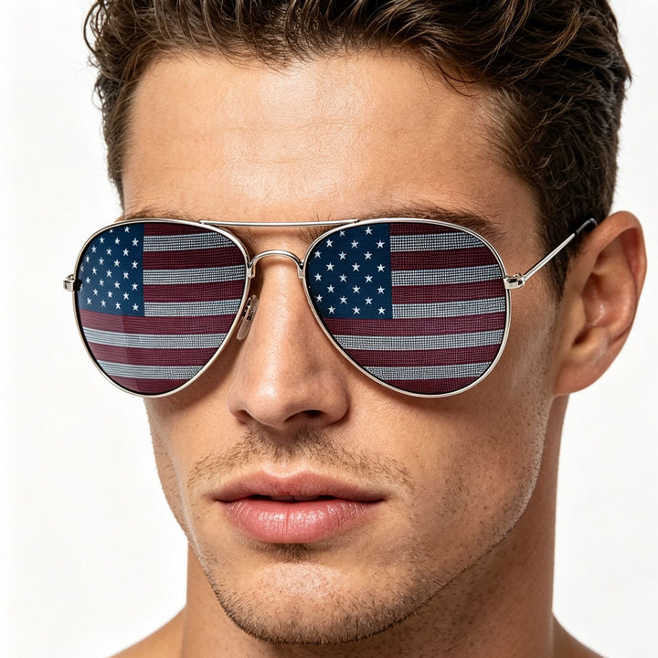 Patriotic Flag Aviator Sunglasses Bowlift