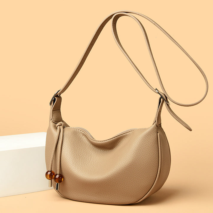 Casual Textured Leather Sling Bag Bowlift