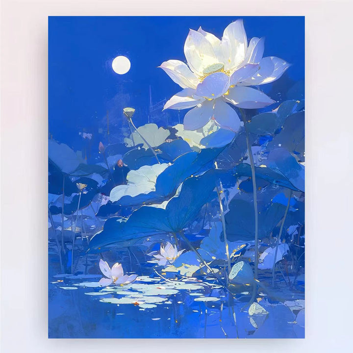 Contemporary Lotus Floral Canvas Art Print Bowlift