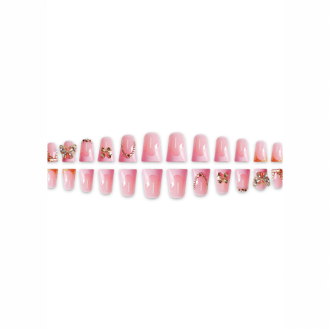 Artistic Nail Enhancements with Rhinestone Decorations Bowlift
