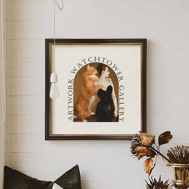 Framed Vintage Art Print with Woman at Piano