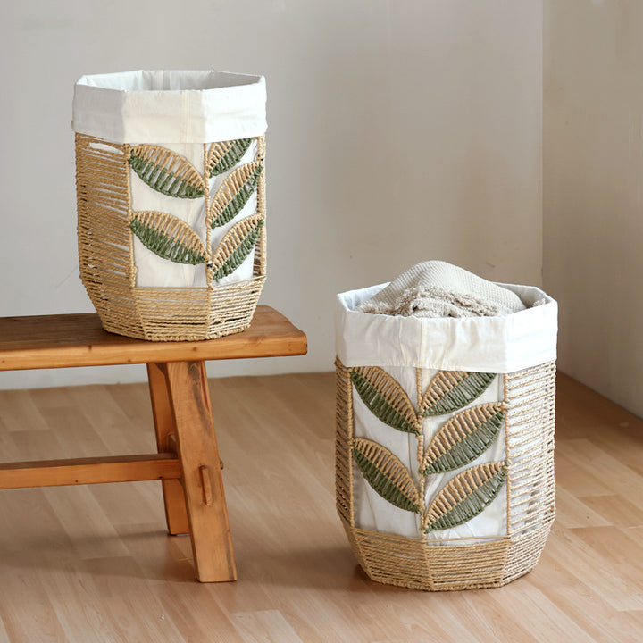 Rustic laundry basket with floral pattern Bowlift