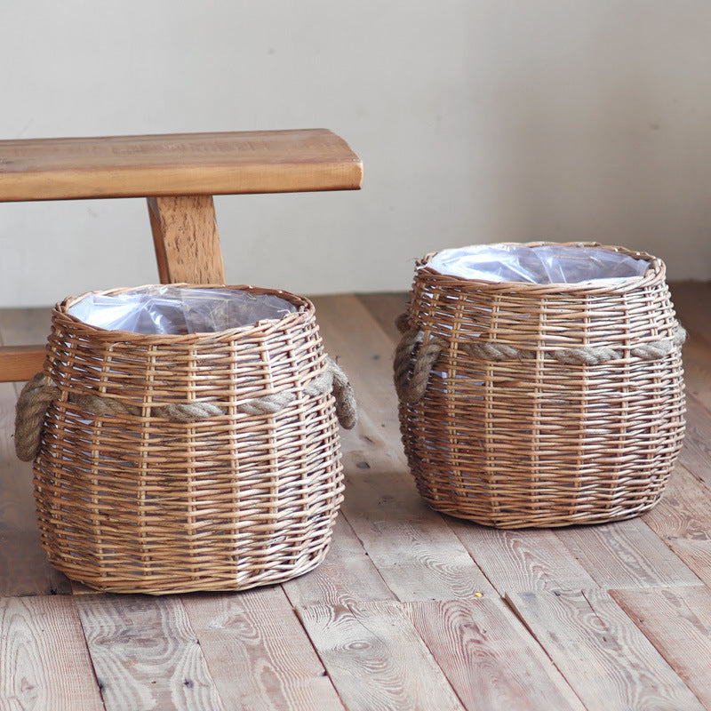Rustic storage basket with hemp handles Bowlift
