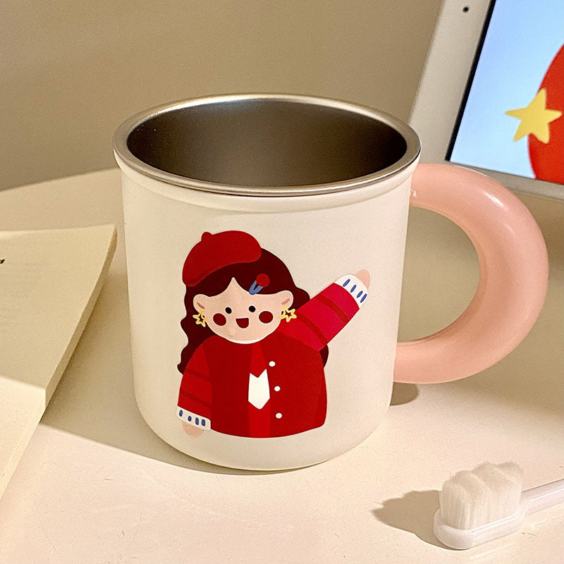 Stainless Steel Coffee Mug with Cheerful Children's Design Bowlift