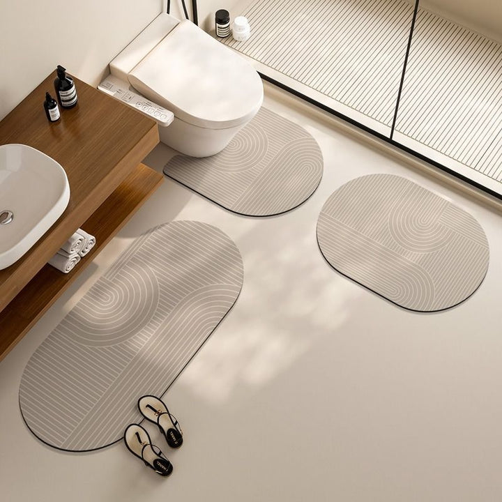 Elegant Floral Design Bath Mat Set Bowlift