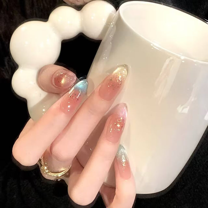 Glittery Ombre Nail Extensions Bowlift