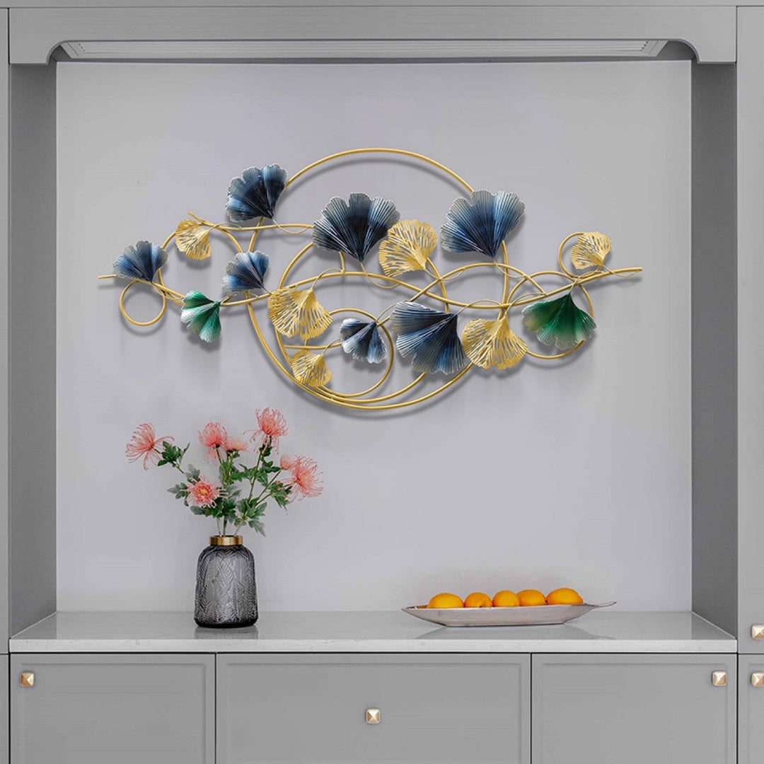 Decorative Metal Wall Art Sculpture with Ginkgo Leaf Design Bowlift