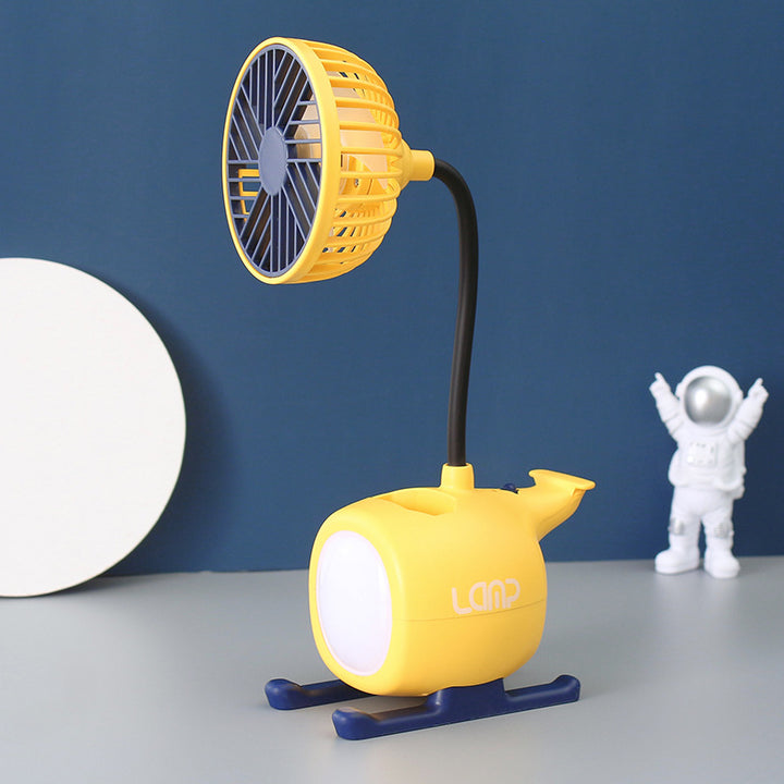 Women's multifunctional table fan with LED lighting and flexible arm Bowlift