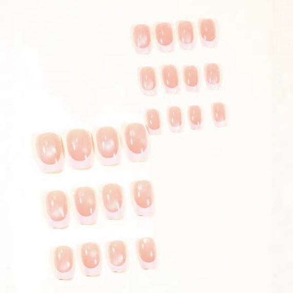 Elegant French Tip Gel Press-On Nails Bowlift