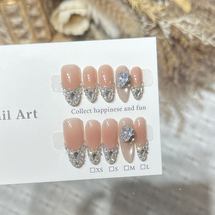 Elegant Rhinestone-Accented Press-On Nail Tips Bowlift