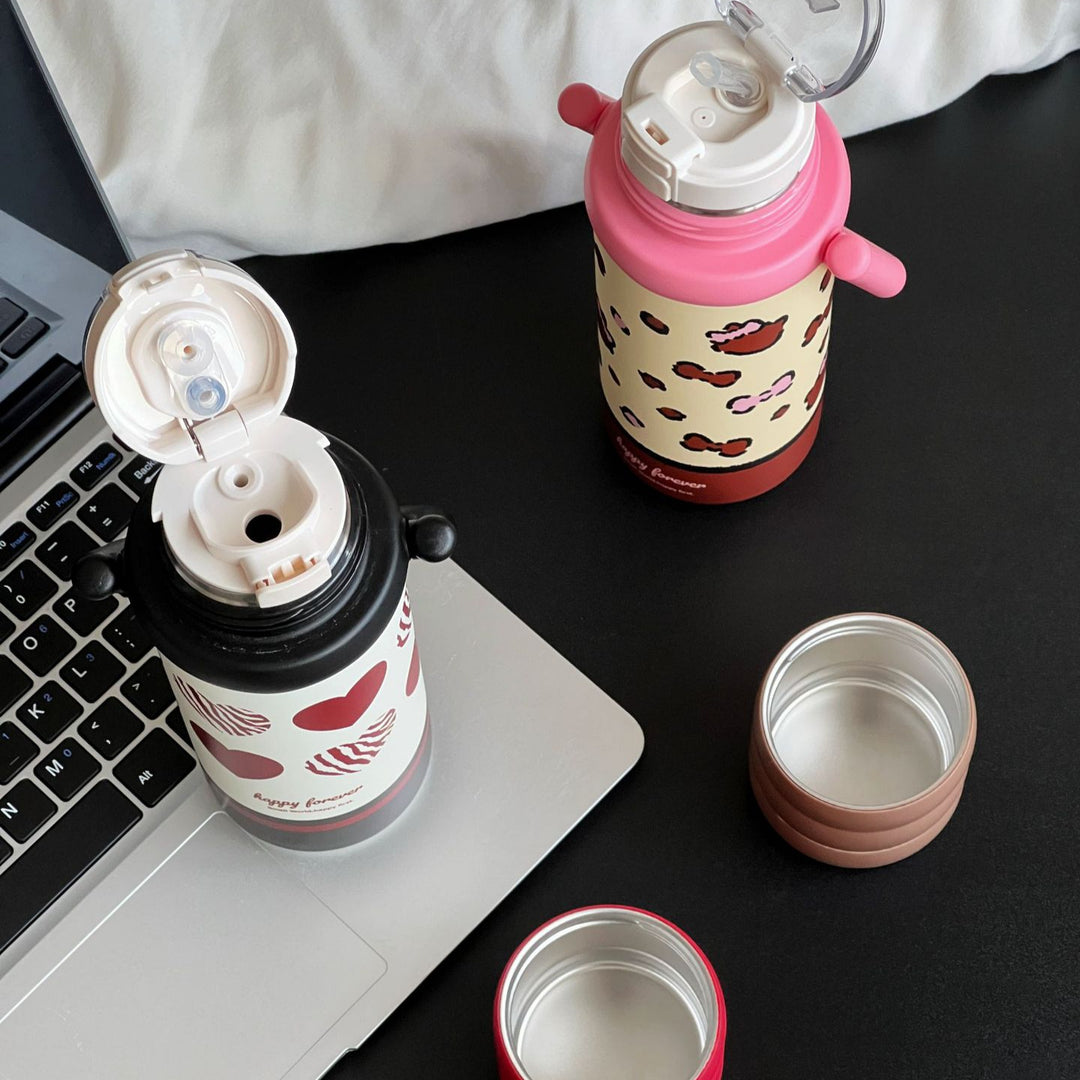 Ladies Insulated Drink Bottle with Design and Practical Handle Bowlift