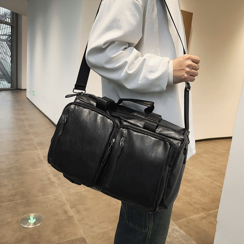 Multi-Functional Leather Weekend Bag Bowlift
