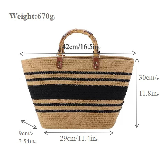 Stylish basket bag with bamboo handles Bowlift