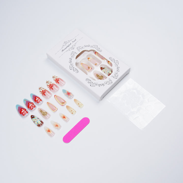 Artificial Nail Set with Floral Accents Bowlift