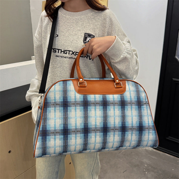 Stylish Plaid Weekend Tote Bag Bowlift
