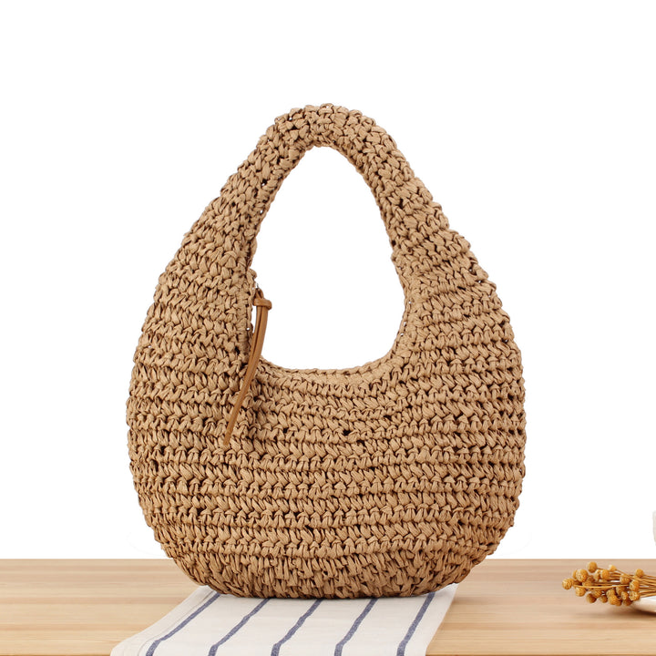Hand-knotted shoulder bag made of natural material Bowlift
