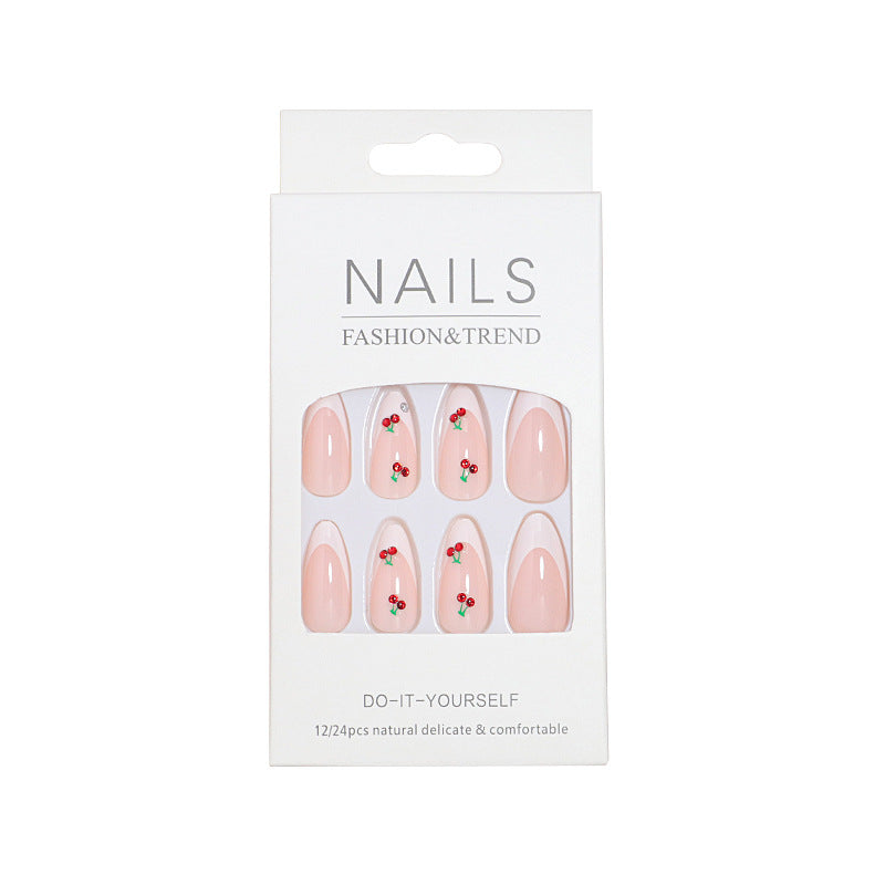 Elegant Cherry Blossom Press-On Nail Art Bowlift