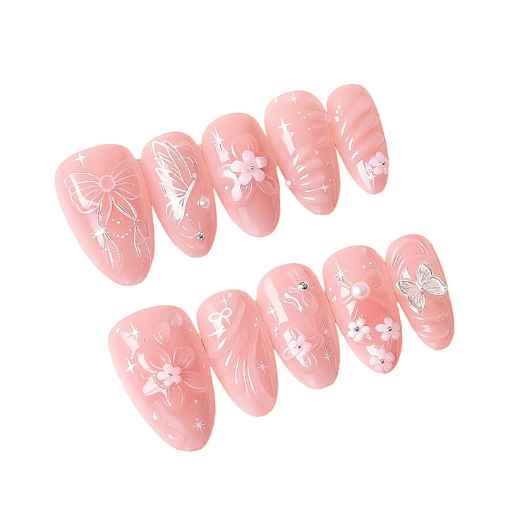Decorative Floral Press-On Nail Art Set Bowlift