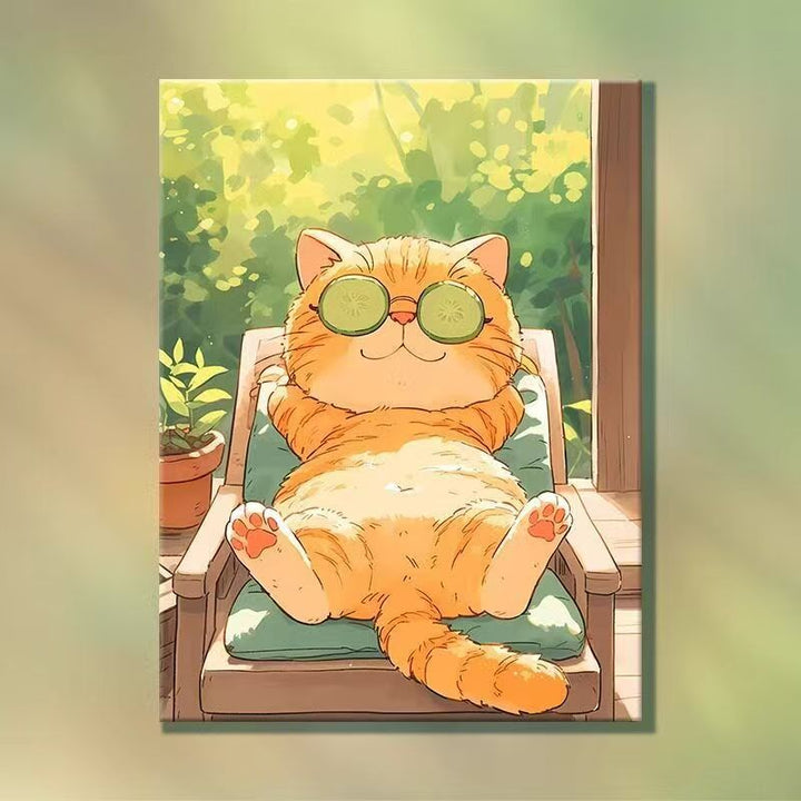 Playful Cartoon Cat Illustration Wall Art Bowlift
