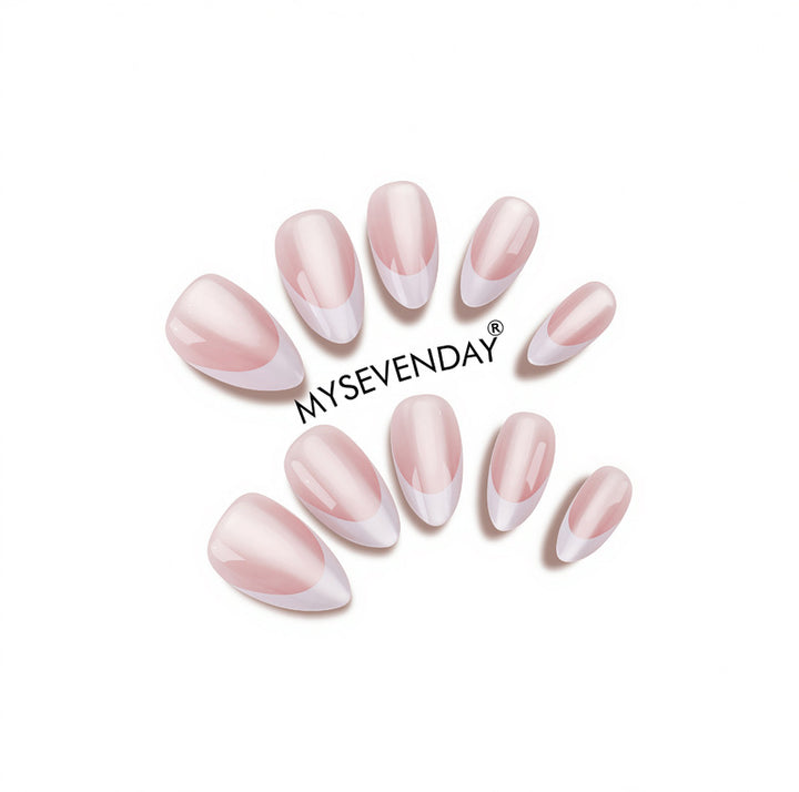 Elegant French Tip Press-On Nail Art Bowlift